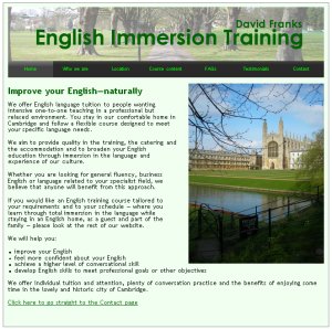 English Immersion Training website
